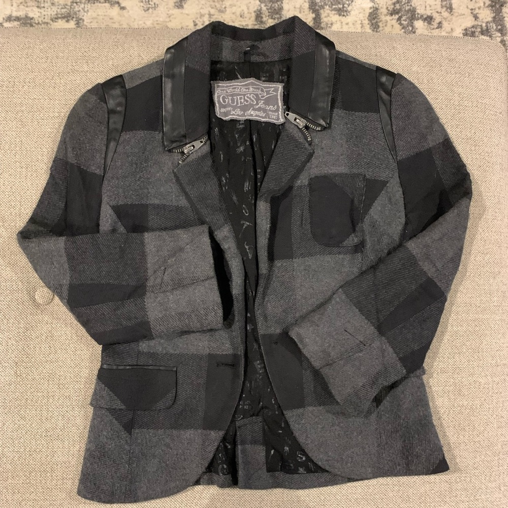 Guess Flannel plaid blazer
